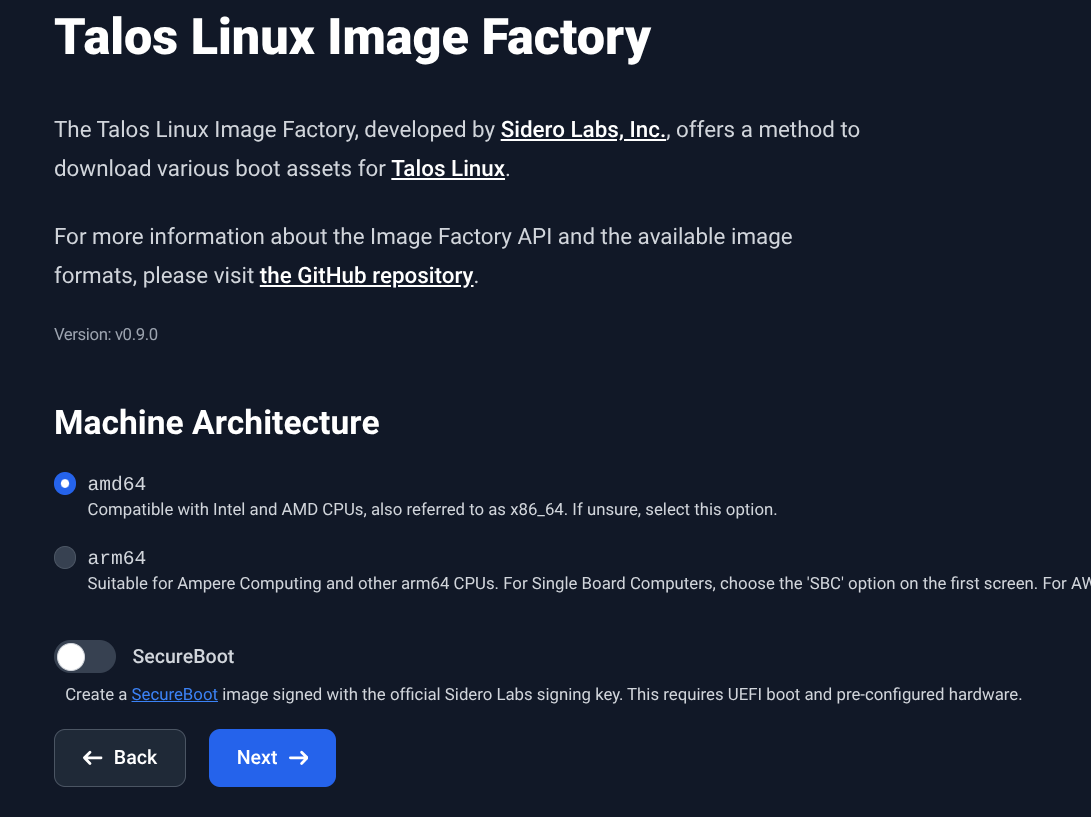 Talos OS Image Factory 3